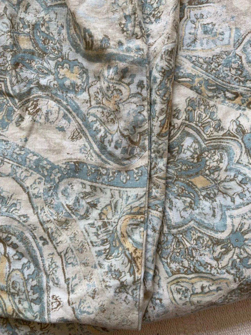 Pottery Barn Paisley Linen Cotton King Duvet And Euro Shams Blue Fresco